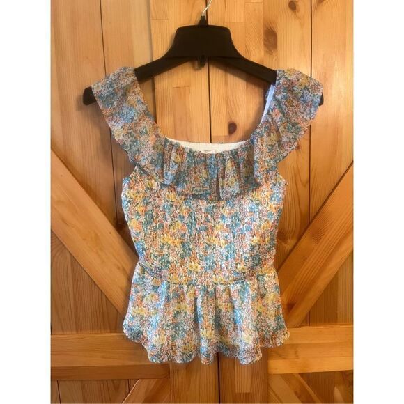 L C Lauren Conrad print Smock ruffled tank size XS NWT (2983) - Picture 1 of 4